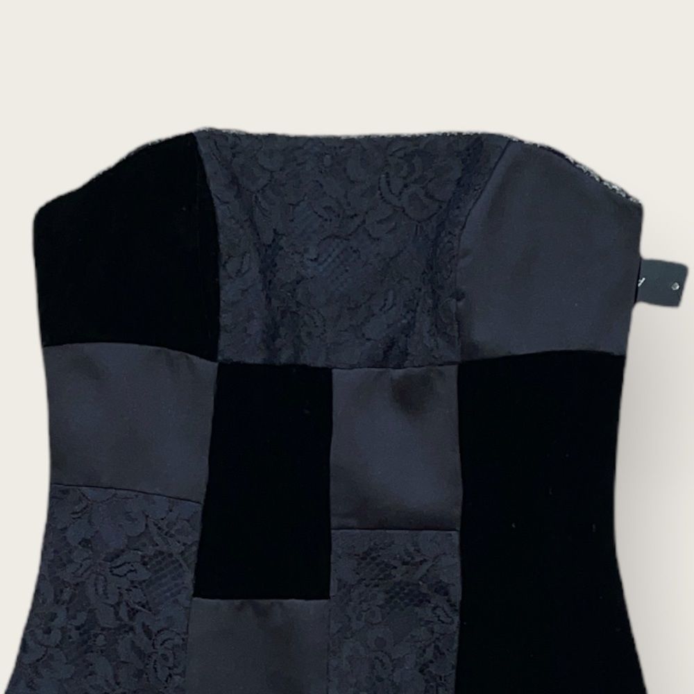 NWT A.B.S. Evening by Allen Schwartz strapless black lace velvet dress size 2 - Picture 5 of 9